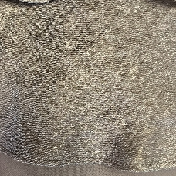 S.L. Fashions Cocktail Party Dress Tiered Ruffled Taupe Shimmer Jeweled Neck 12 - Picture 5 of 9